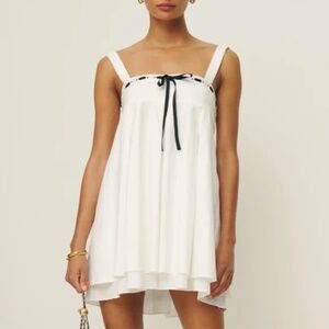 Reformation White Mini Dress with Black Accents